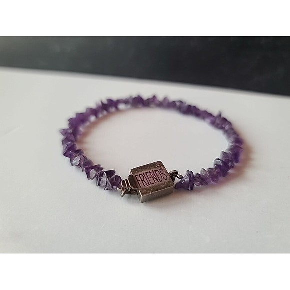 Vintage 925 Friends Clasp Amethyst Beaded Bracelet - Picture 7 of 10
